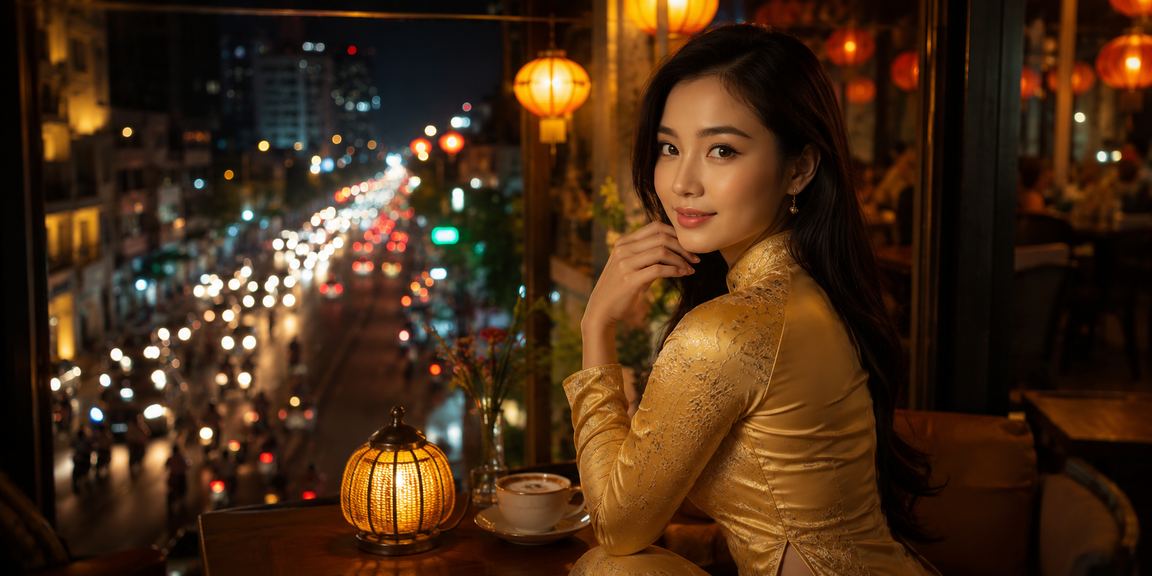 Phụ nữ áo dài tại TP.HCM sử dụng điện thoại xem hướng dẫn hỗ trợ casino trực tuyến buổi tối