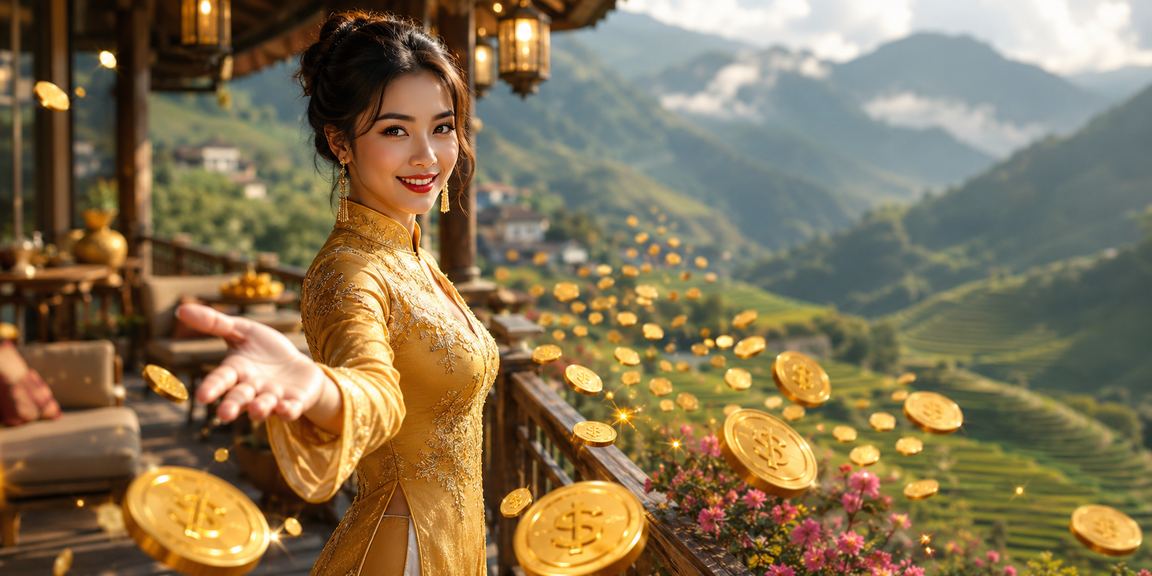 Người phụ nữ mặc áo dài đăng ký tài khoản và nhận thưởng qua điện thoại tại Sa Pa